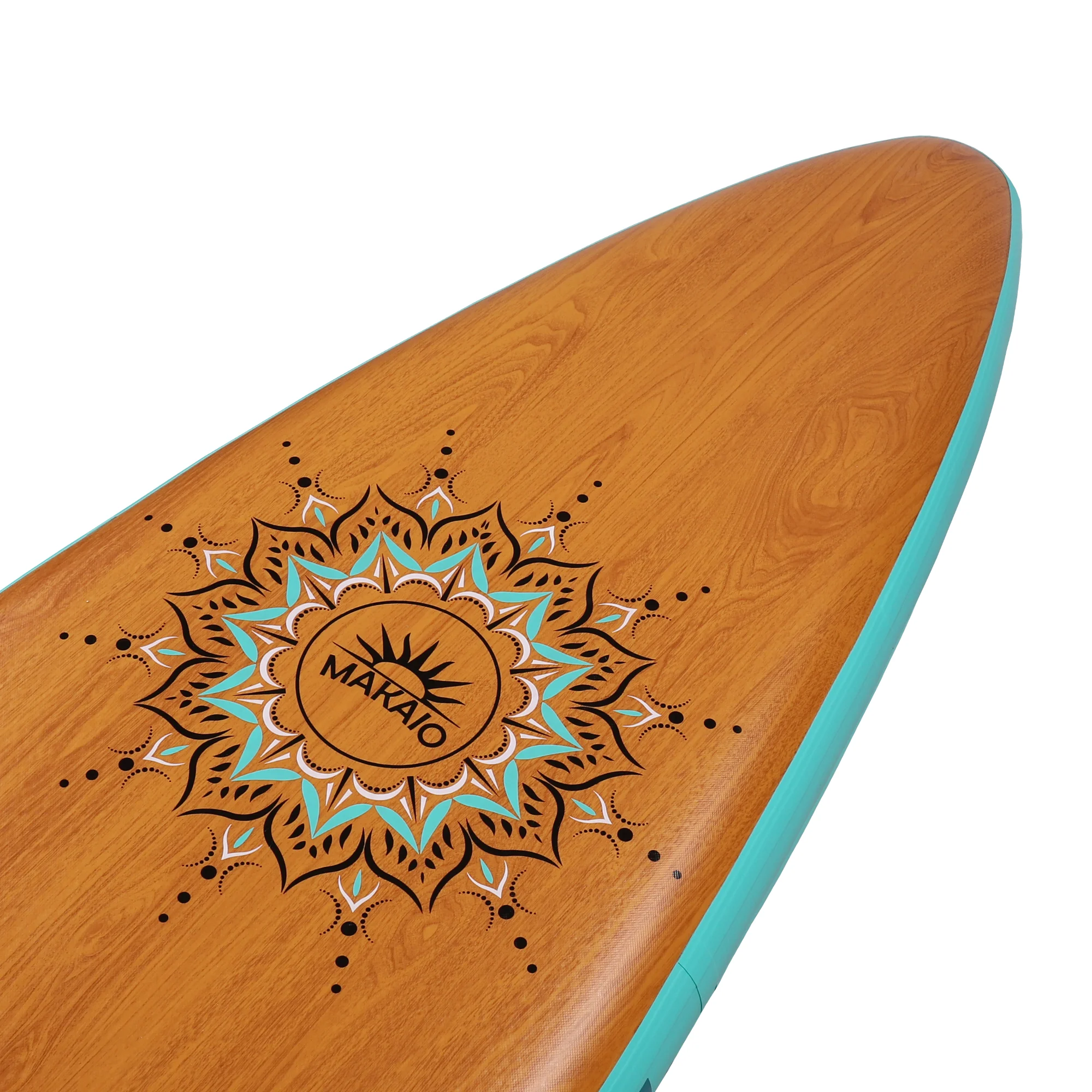 Detailbild Sup Board mit Mandala Muster auf Holzoptik.