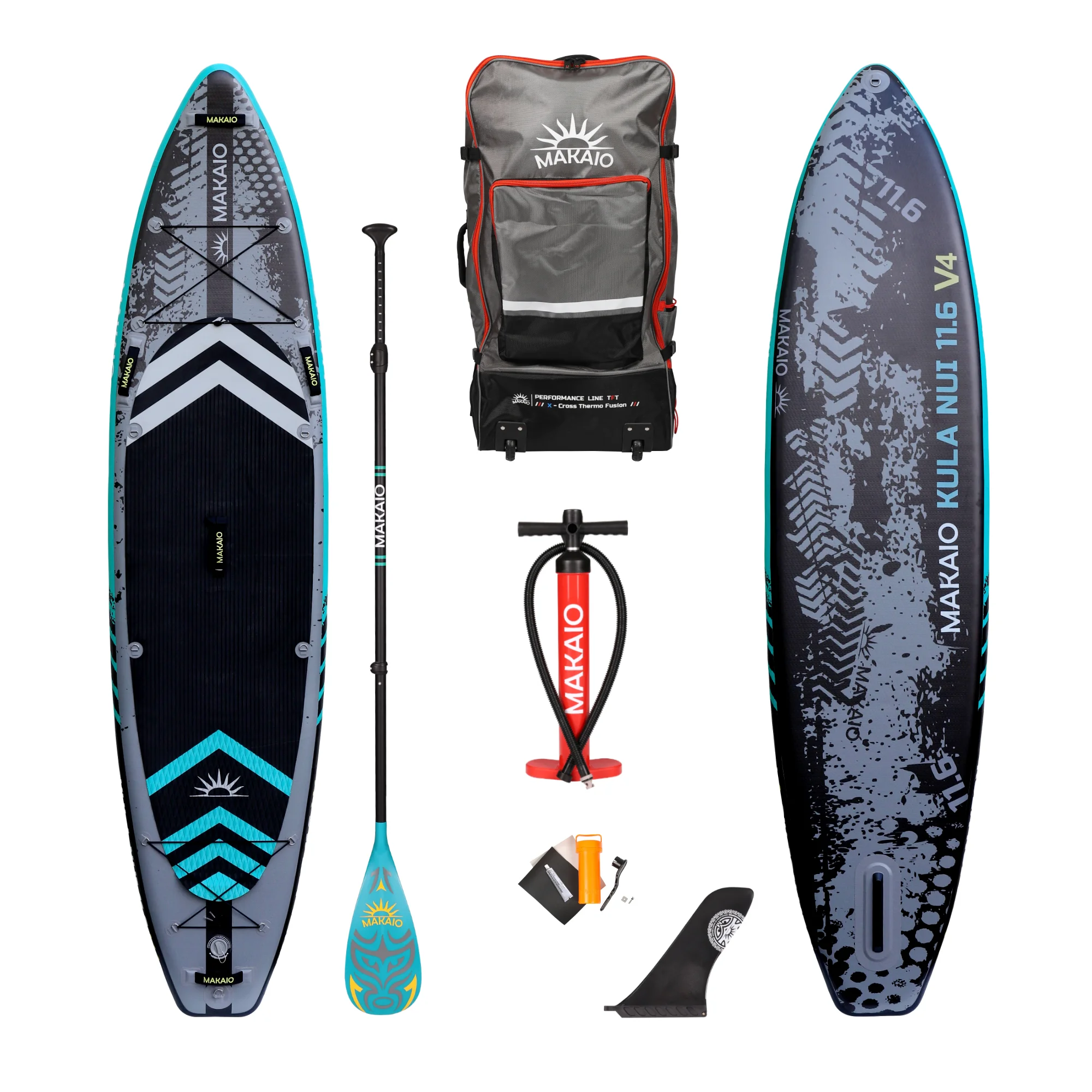 Sup Board als Einsteiger und Tourenboard von der Firma Makaio. Im Set mit Pumpe,Paddel und Rucksack als Trolleybag. Modell Kula-Nui 11.6 V4. Länge 350 cm, Breite 81 cm