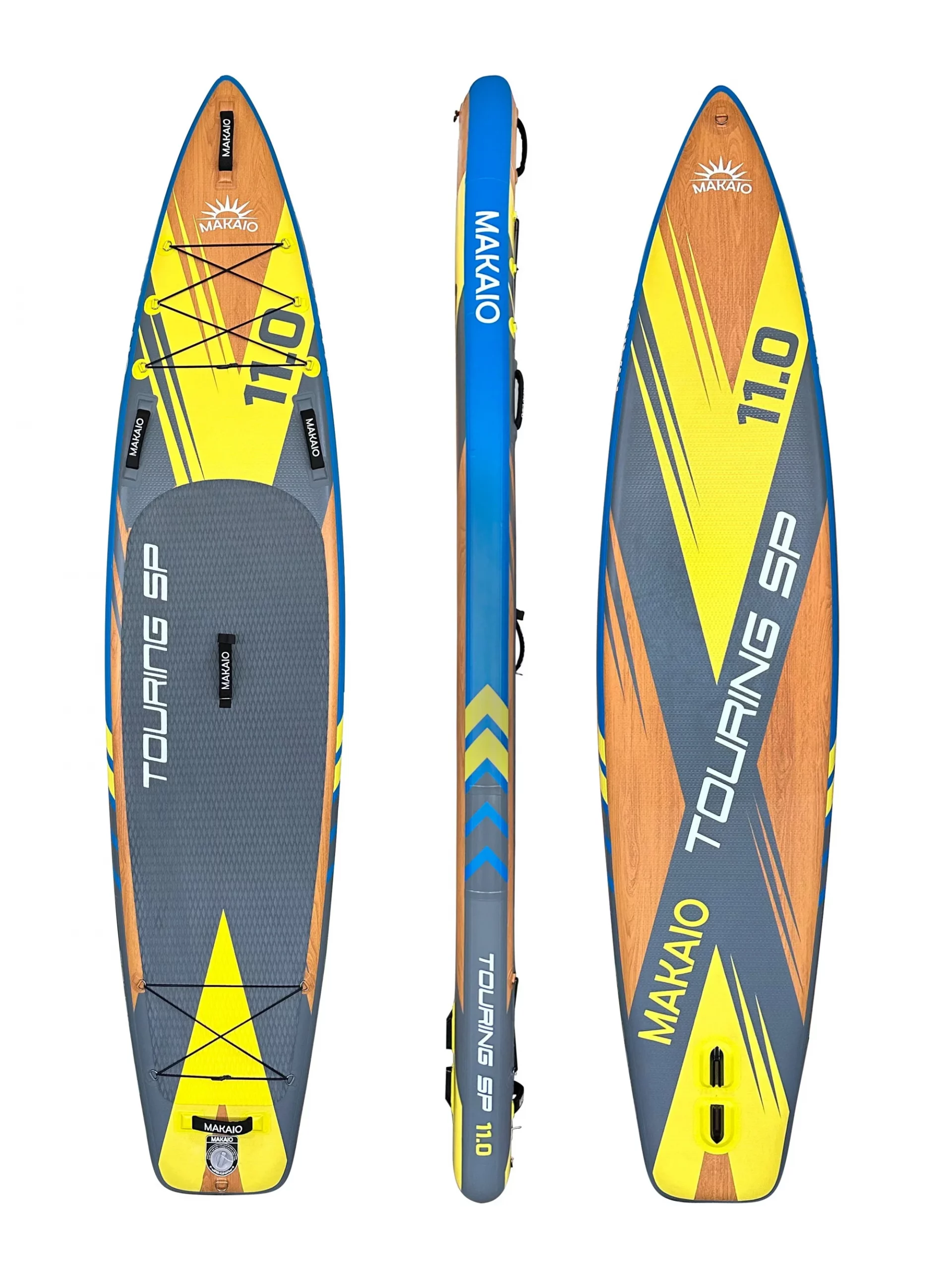 Stand up Paddel Touring Sup Board in drei Ansichten.