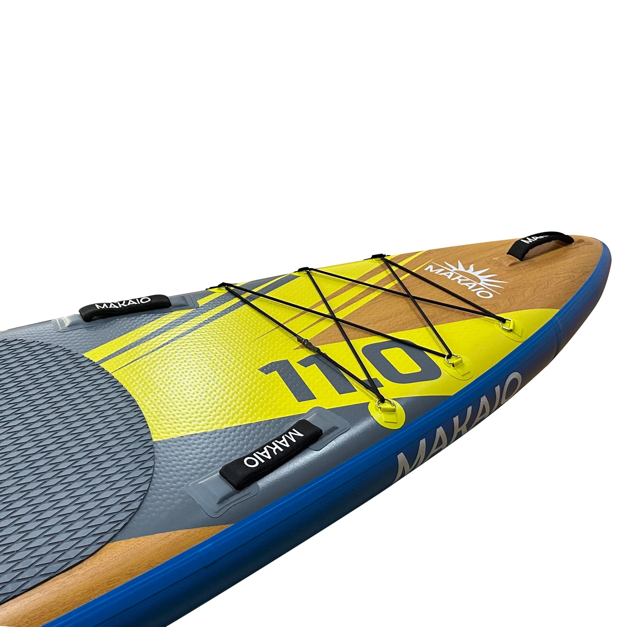 Detailbild Sup Board mit Gepaecknetz und Handgriffen.